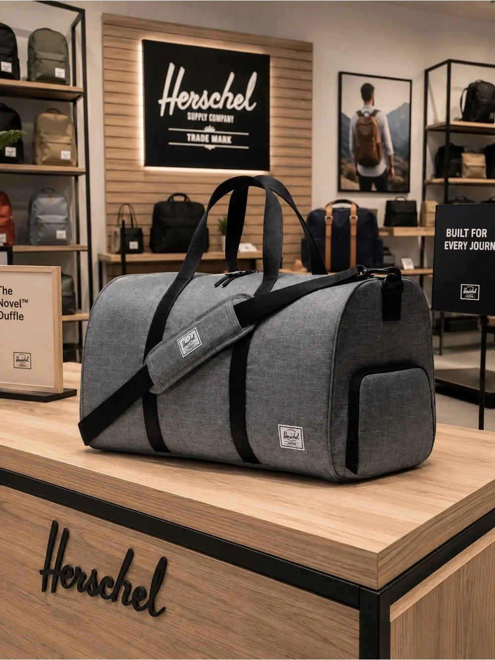 Herschel Supply Company Gray Novel Duffel with Black Accents